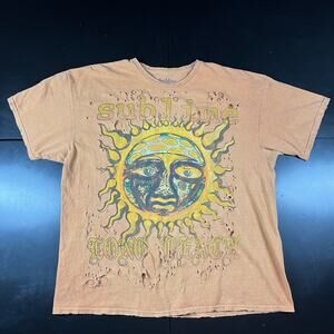 Sublime Long Beach Sun T Shirt One Size Distress Holes Orange Oversized Size S/M